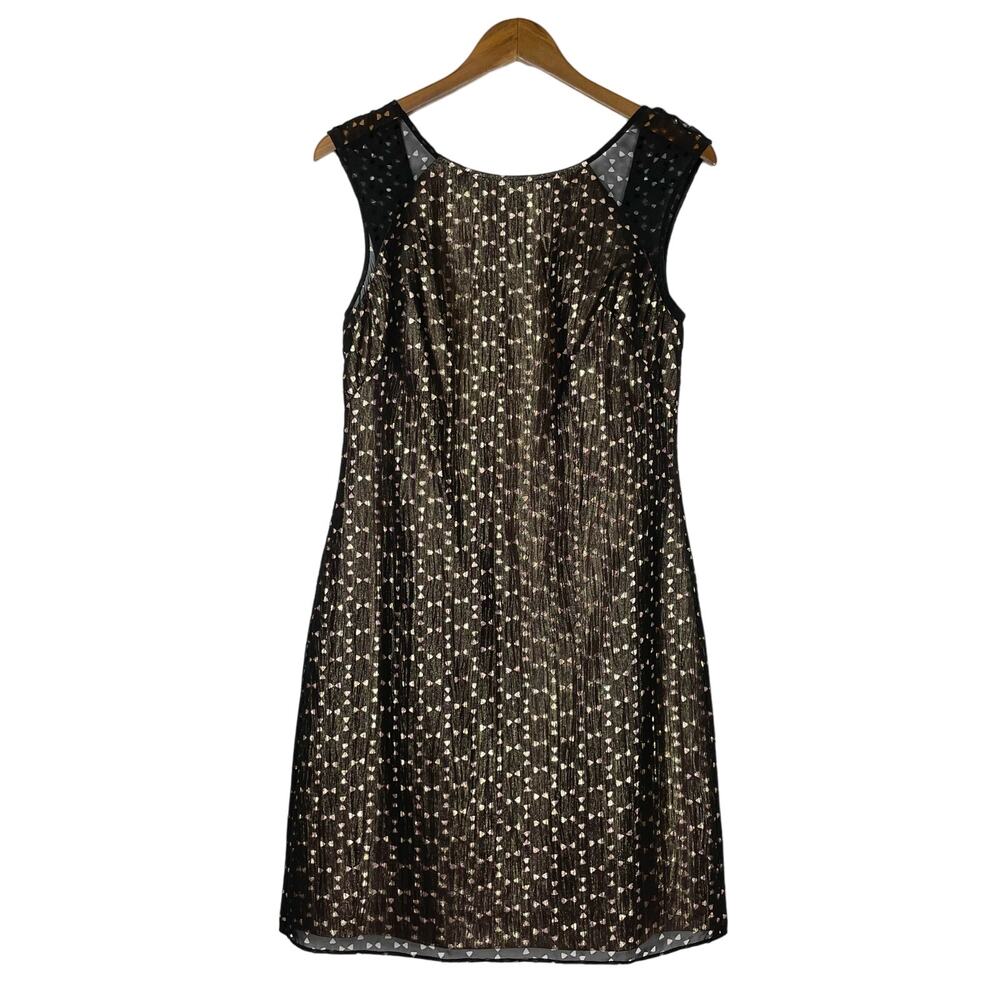 Phoebe | Black Sheer Laser Cut Triangle Metallic Layered A-line Cocktail Dress